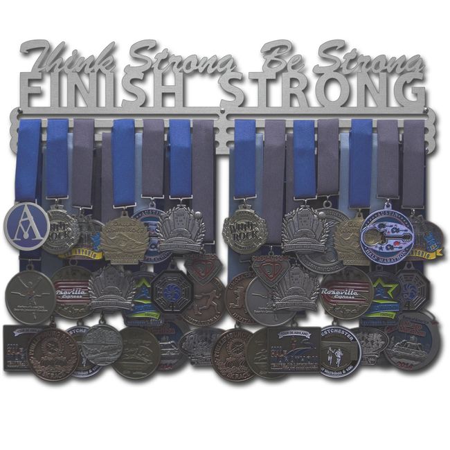 Allied Medal Hangers Think Strong, Be Strong, Finish Strong (18" Wide with 3 Hang Bars) - Medal Hanger Holder Display Rack - Multiple