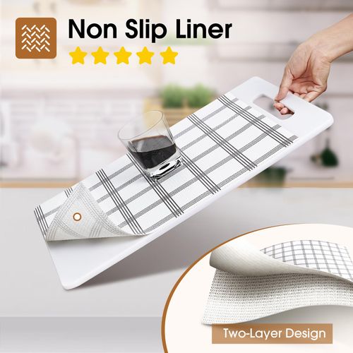 Beautysaid Drawer and Shelf Liners for Kitchen Cabinets, Non Adhesive Slip Resistant Shelf Paper Thickened Strong Grip Waterproof Mats for Bathroom Bedroom Shelve(Plaid,12 in x 10 FT)