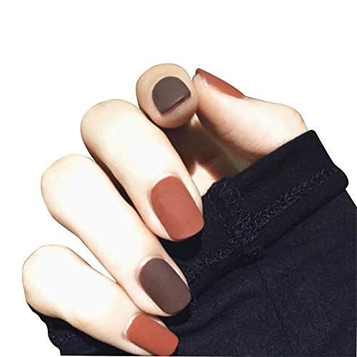 24pcs/set Press On Nails Short Matte False Nails for Women Acrylic Fake Nails Full Cover Square Nail Tips with Glue On Nails
