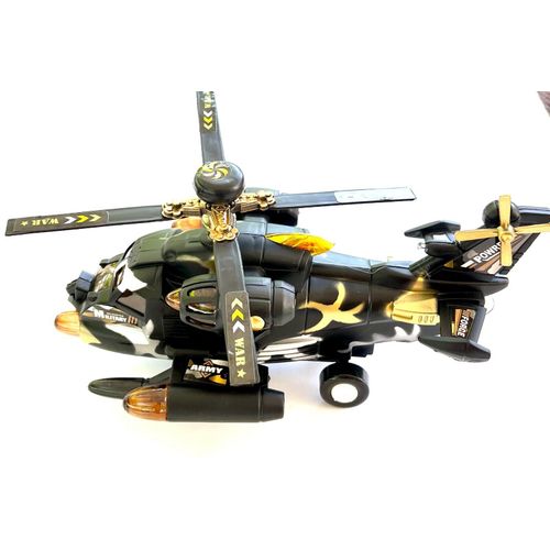 8" Black Hawk Helicopter Military Fighter Airplane Toy 3D Flash-Light and Sound