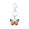 Butterfly Keychain Keyring. Scratch resistant design with printed image on acrylic base (Rainbow)