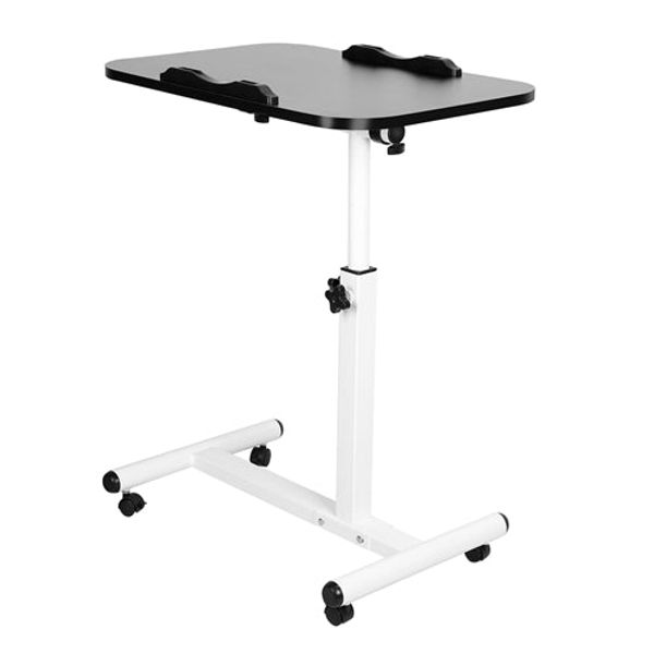 Rolling Laptop Table Portable Computer Desk Movable Table with Adjustable Height Tilting Angle - Black