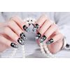 SIFASHION Wedding Bride Nail Tips Glitter Artificial Diamond Round Nail Patches with Double-Sided Adhesive Tape Nail Tips (Black)
