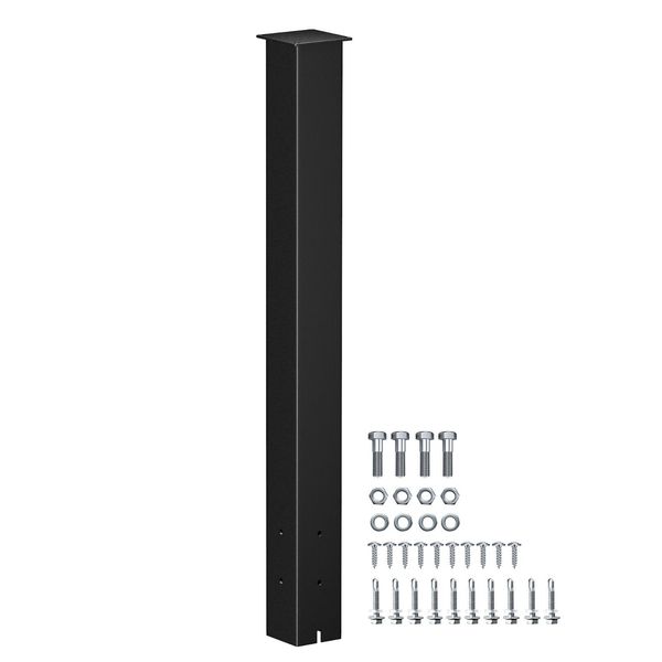 43'' Mailbox Post Stand Steel Rust-Proof Anti-Corrosion w/ Drainage Hole Black