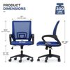1Pc Adjustable Height Computer Home Office Ergonomic Desk Mesh Chair Navy Blue