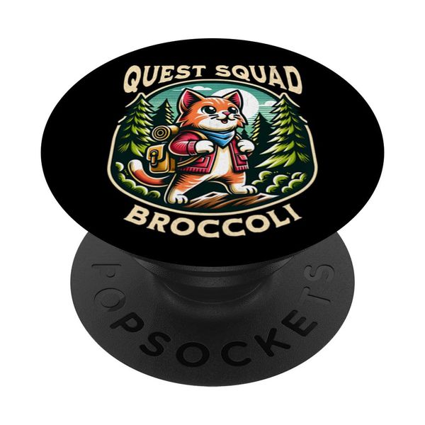 Funny Cat Quest Squad Brokkolifutter PopSockets Klebender PopGrip
