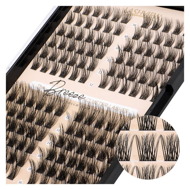 LASHVIEW 144 Pcs Cluster Lashes DIY Cluster Eyelash Extensions Mega Volume Reusable Individual Lashes Cluster Volume Look Super Thin Band & Soft(Volume,C-10-16mix)