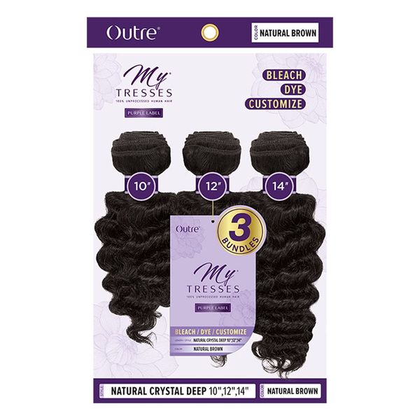 Outre My Tresses Purple Label 3 Bundles Wavy Style Unprocessed Human Hair Weaves - NATURAL CRYSTAL DEEP 10-12-14 (NBLK)