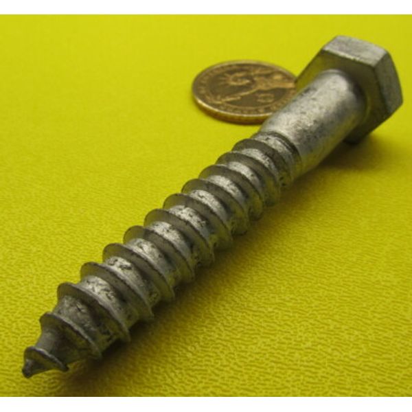 Galvanized Hex Head Lag Screw  1/2 Threads x 3.0" Length, 10 pcs