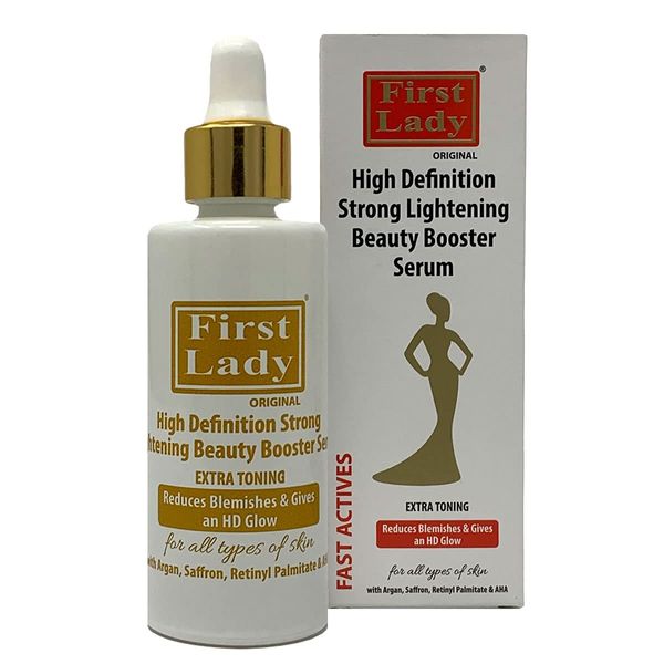 First Lady Premium High Definition Strong Skin Lightening Beauty Booster Serum 60ml - with argan oil, saffron & AHA dark spot remover for face