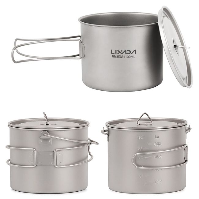 Lixada 750ml Titanium Pot Ultralight Titanium Water Mug Cup For