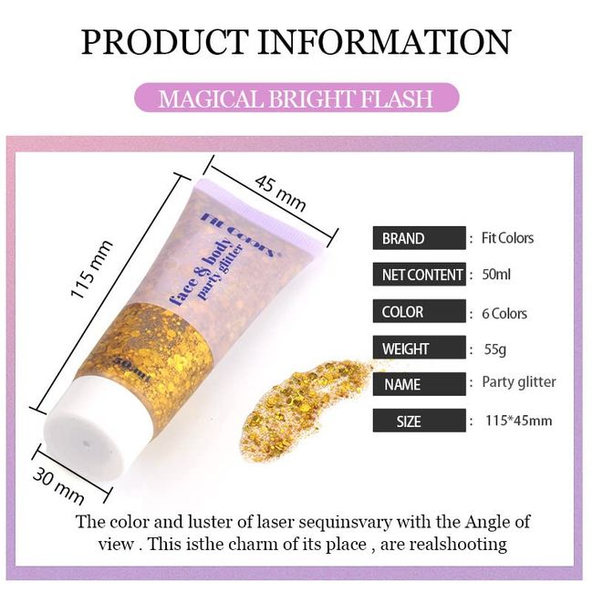 Body Glitter Liquid Glitter Face Gel For Women & Girls Sequins Chunky For  Body Hair Face