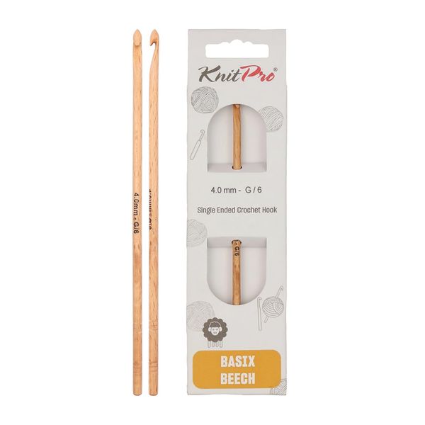 KnitPro Basix Beech Single Ended Crochet Hook | 4.00mm