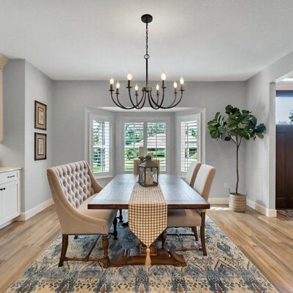 Black 8-Light Chandeliers,Classic Candle Ceiling Pendant Light Fixture