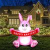 5FT Easter Inflatable Bunny Blow up Yard Decorations with Build-in LED Lights 