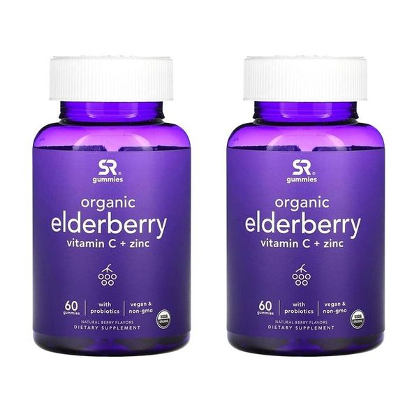 Sports Research Elderberry Vitamin C+Zinc Natural Berry Sports Research Elderberry Vitamin C+Zinc Natural Berry Flavor 60 Gummies 2 Pack