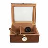 QUALITY IMPORTERS TRADING COMPANY Desktop Humidor, Capri Elegant, Tempered Glasstop, Spanish Cedar Divider, Brass Ring Glass Hygrometer, Holds 25 to 50 Cigars