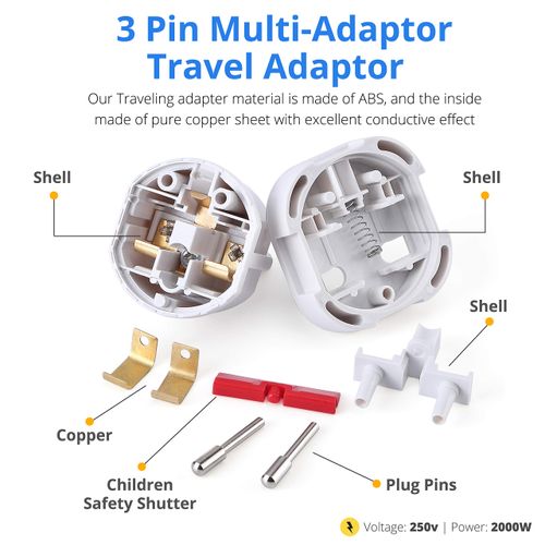Pack of 5 Travel Adapter | UK to European Plug Adapter Converter (Euro Type C, E, F) EU Plugs for travelling to Italy Cape Verde Poland Spain Turkish Greece Bulgaria and more