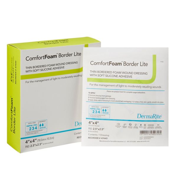 ComfortFoam Border Lite Thin Foam Dressing 4 x 4" 10 per Box