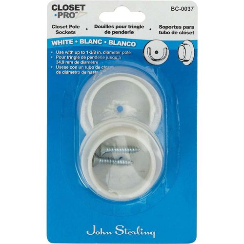 KNAPE & VOGT TV192326 2PK WHT Pole Socket, Pack of 1, White