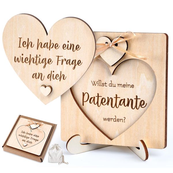 HOUISM Patentante Fragen - Willst du meine Patentante sein? Taufpatin Fragen Geschenke für Patentante personalisiert - Patentante Karte Patentante Fragen personalisiert - Schwangerschaft verkünden