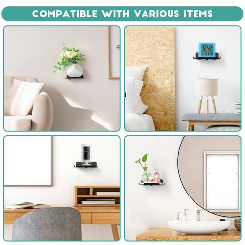 aplslpa Small Wall Shelf, 4.7" Floating Shelves for Speakers, Internet Router, Smart Home, Apple HomePod Mini, Echo Dot 4th, Security Camera– for Bedroom, Gaming Room, and Living Room (Black)