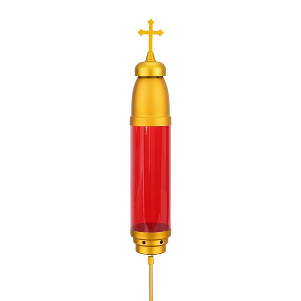 Grave Decorations for Cemetery,Greek Cross Candle Holder for Cemetery Grave Outdoor Garden Lawn Patio Yard Decor (Gold Red)