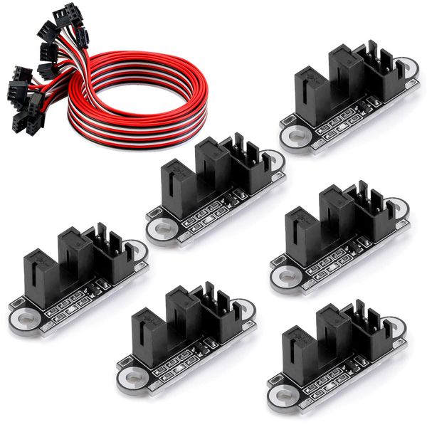 MakerHawk 6pcs Optical Endstop with 1M Cable Optical Switch Sensor Photoelectric Light Control Optical Limit Switch Module for 3D Printer