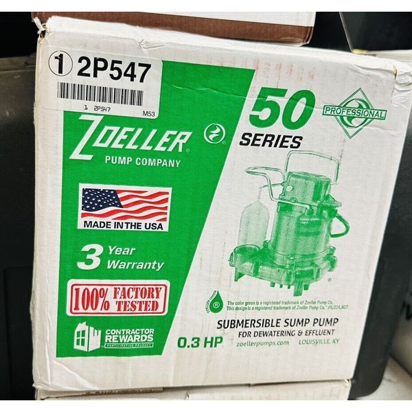 Zoeller 50 Series 1/3 HP Mighty-Mate Submersible Sump Pump-Plumbing M53-D NEW!