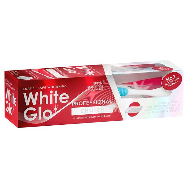 White Glo Professional Choice Teeth Whitening Toothpaste with Fluoride Protection Against Cavities, Highly Effective Whitening Formula, Low Abrasion, Developed for Actors, Actresses and Models, 5.3 oz