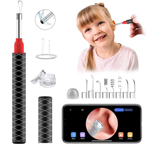 Ear Wax Removal, Earwax Remover Tool with 1080P HD, Waterproof, Easy Use, 3.5mm Ear Camera with 6 LED Lights, Earwax Removal Tools for iOS & Android, Kids & Adults