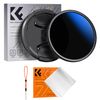K&F Concept 55mm Variable ND2-400 Filter + Lens Cap +Cleaning Cloth, Slim ND for Camera Lens