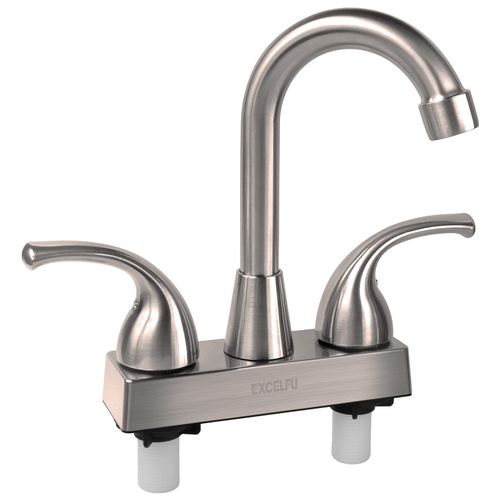 EXCELFU RV Bathroom Faucet, 4 inch RV Bathroom Sink Faucet Replacement for Campers, Motorhome, Travel Trailer, Boat with Classical Lever Handles and 6-inch High Spout (Brushed Satin Nickel)