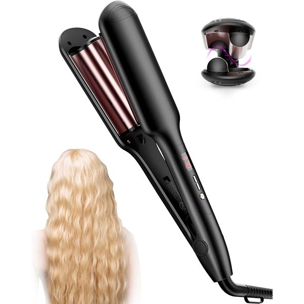 Double Barrel Hair Waver Crimper Tool, 1 Inch (25Mm) Wavy Hair Crimper Iron for