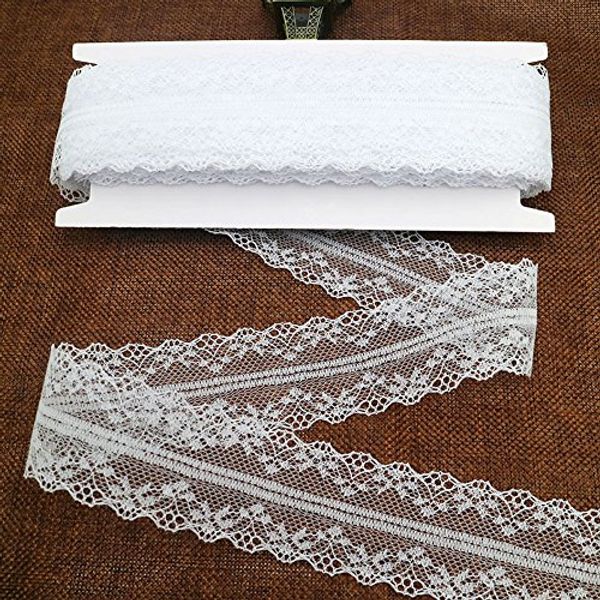 20 Yards 4CM White Lace Ribbon, Vintage Edge Trimming Ribbon for Craft, Clothing Accessories and Rustic Wedding