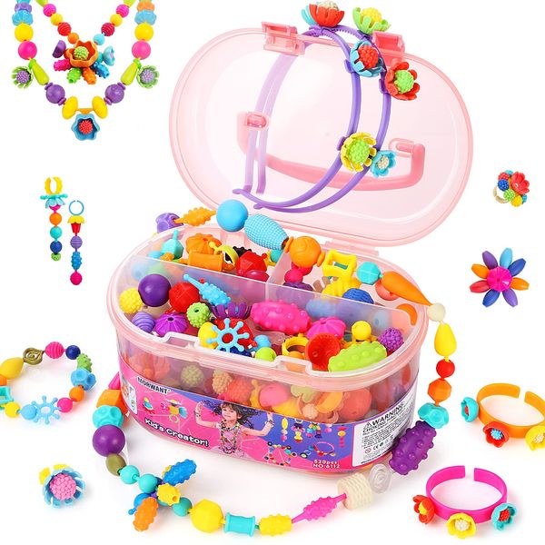 Pop Beads, Jewelry Making Kit for Girls, Art and Craft Toys Gift, DIY Bracelets Necklace Hairband and Rings Creativity Set for Kids Age 3 4 5 6 7 8 Year Old