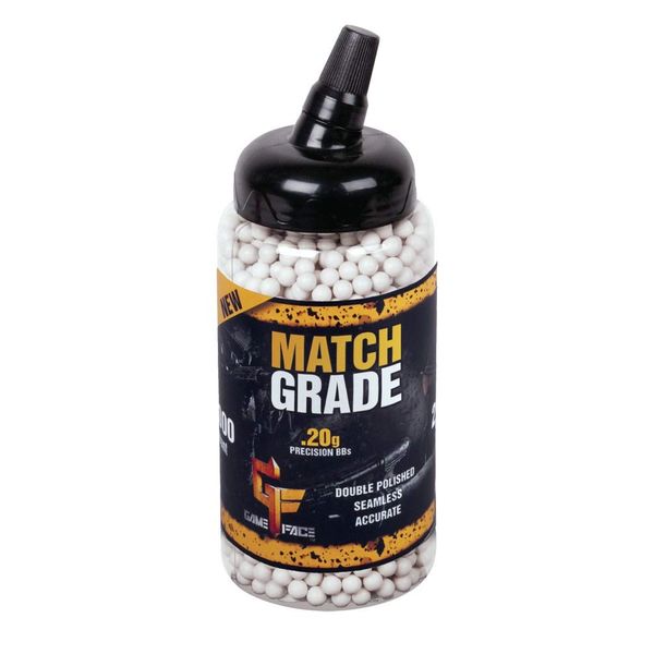 Game Face SAP2020E Match Grade 6mm .20-Gram White Biodegradable Airsoft BBs (2000-Count)