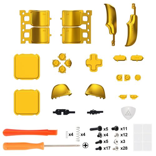 eXtremeRate Chrome Gold Replacement Full Set Buttons for Steam Deck, Custom ABXY D-pad Trackpad Bumpers Triggers Buttons and Screwdriver Tools for Steam Deck Handheld Console - Console NOT Included