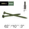 Deck Plus 48404 Wood Screws #10 x 3", Green, 1lb Box