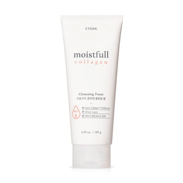 Etude House Moistfull Collagen Cleansing Foam 150ml (21AD); Facial Cleanser; Moist and bouncy bubble foam cleanser moisturizes skin; Skin Cleanser