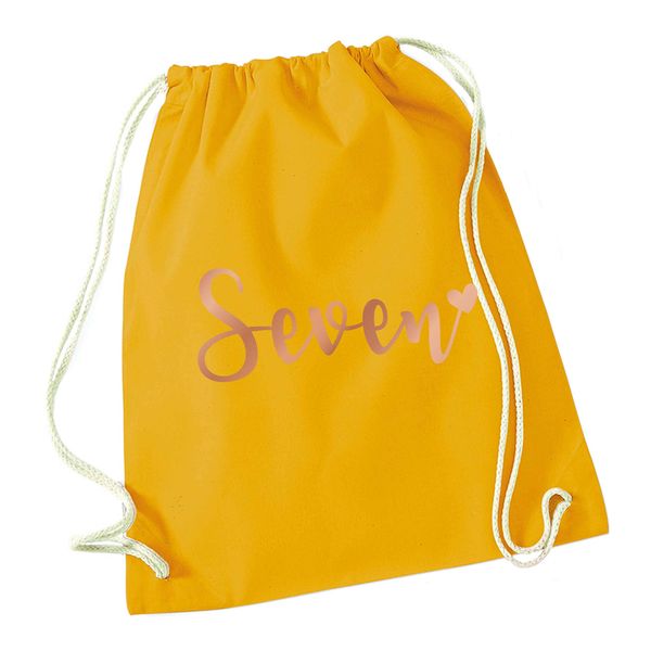 Flox Creative Mustard Drawstring Bag Seven Rose Gold