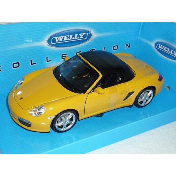 Welly Porsche Boxster S 987 Cabrio Gelb Soft Top 1/24 Modellauto Modell Auto
