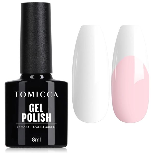 TOMICCA Gel Nail Polish, White Color Gel Polish Soak Off UV LED Gel Varnish Nail Art Manicure Salon DIY for Professional, Salon & Home 8ml