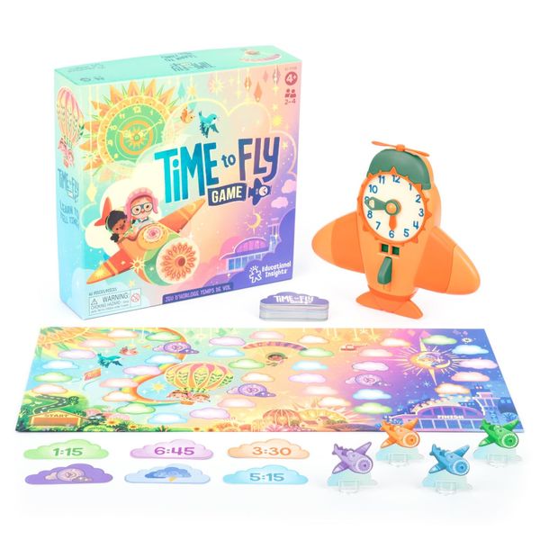 Educational Insights Time to Fly Game- Practice Telling Time, Clock Learning Toys for Kids, Board Games for Kids Ages 4+