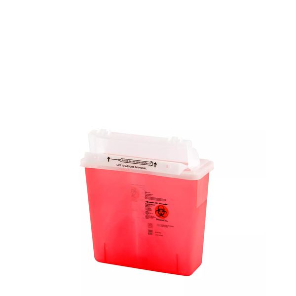 Covidien 8507SA SharpSafety Container with Counterbalance Lid, 5 Quart Capacity, Transparent Red (20 Count)