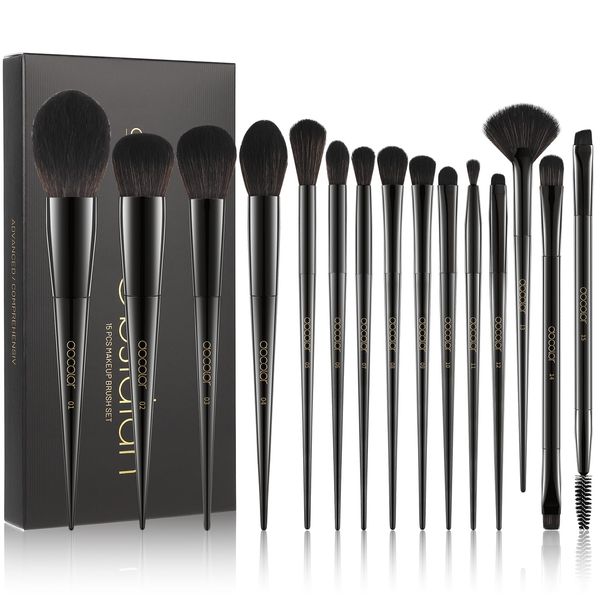 Docolor Makeup Brushes Set of 15 Makeup Brushes, Foundation Brushes, Concealer Brushes, Eye Shadow Brushes, Cheek Brushes