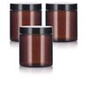 4 oz Amber Glass Straight Sided Empty Jar with Black Smooth Lid (3 pack)