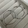 Sterling Silver Lightweight 30mm Diamond Cut Sleeper Hoop Earrings