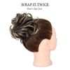 Yamel Messy Bun Scrunchie Human Hair Tousled Updo Hair Pieces Chignon Hairpiece Light Chestnut mix Medium Brown Wavy Curly Ponytail Extension Bun Hair Pieces for Women