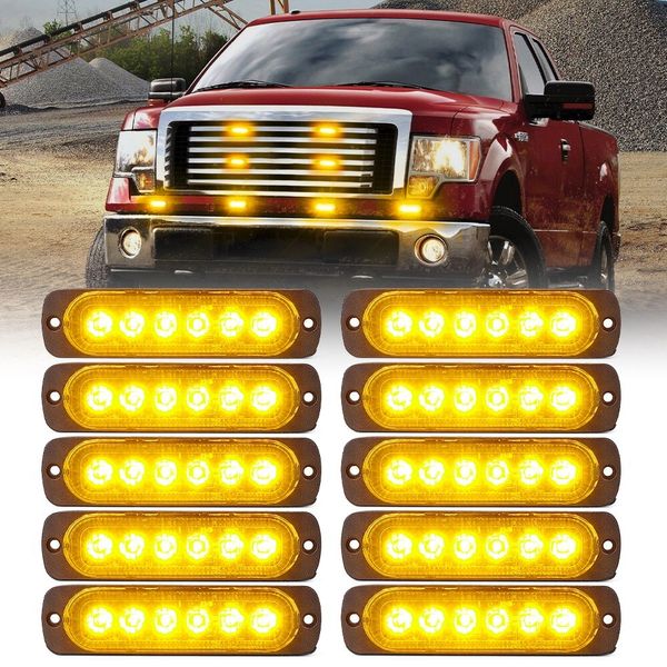 10PCS 60 led Amber Grill Side Marker Strobe Lights Kit Emergency Hazard Warning